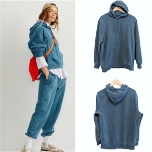 PUMA Hoodie Pullover Heavyweight  Sweatshirt Cotton Dusty Teal Blue Large